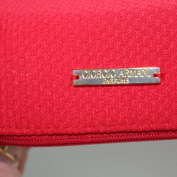 Giorgio Armani Red Makeup Cosmetic Travel Case Bag Pouch w/Zipper Nwot - Picture 3 of 5